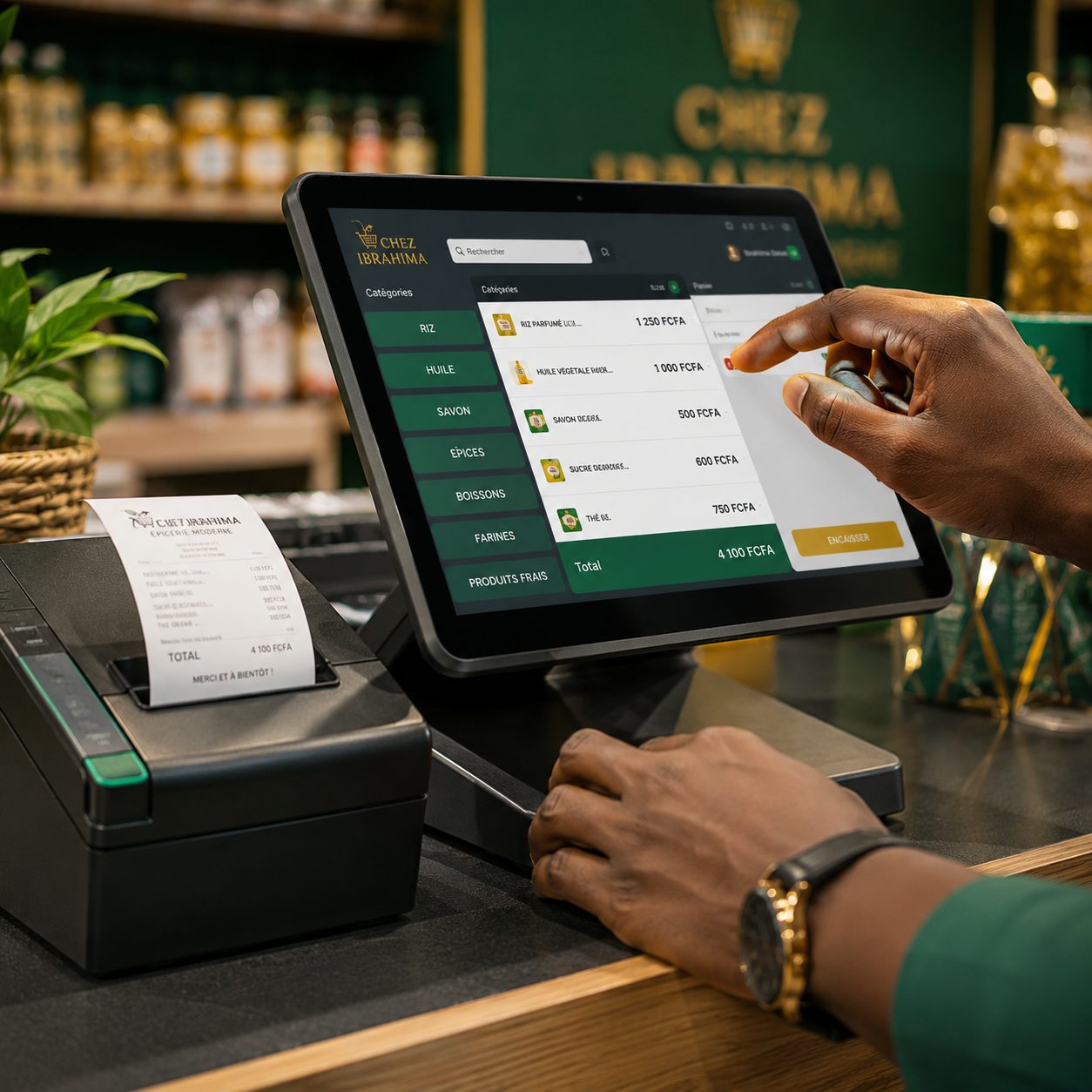 Vente sur le logiciel de caisse Baol Caisse avec impression de ticket sur imprimante thermique